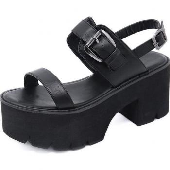 Solid Black Comfortable Female Sandals