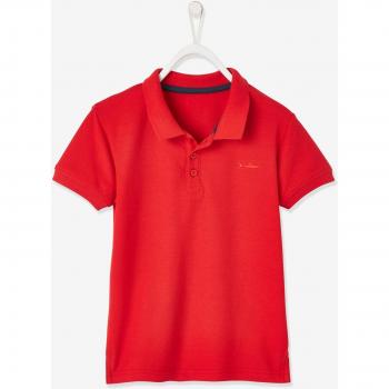 Polo VERTBAUDET rouge manches courtes broderie poitrine garçon