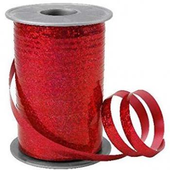 Präsent Geschenkband HOLLY Holo‑Rot 10 mm – 200 m