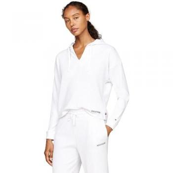 Tommy Hilfiger Underwear Kapuzensweatshirt mit Rippenstruktur für Damen, Relaxed Fit, weiß