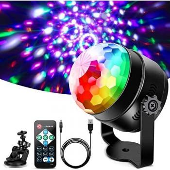 Litake Disco Lights USB, Newest RGB+Pink Yellow White 6W 7 Colours DJ Party Lights Remote Control Sound Activated Mini Car Strobe Light for Festival Bar Club Party Wedding Show Home