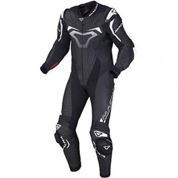 Macna Voltage 1‑teilige Motorrad‑Rider‑Lederjacke Schwarz/Weiß 54