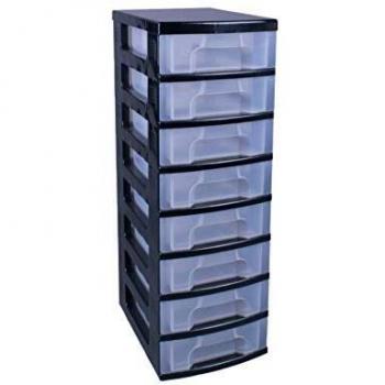 Neat and Tidy Drawer Tower 8x7 Litre Black/Clear