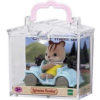 Playset Sylvanian Families Valisette Bébé écureuil en voiture