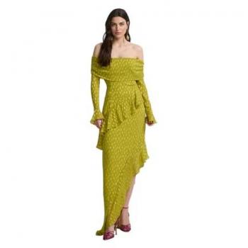 Silbon Jacquard Verde Lime con Volantes
