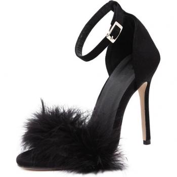 Chaussures à talon élevé en daim noir, finition nude