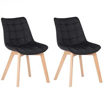 Set di sedie da pranzo moderne in velluto nero