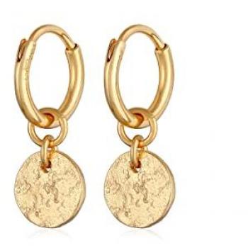 Elli Ohrringe Creolen Coin Plättchen Struktur 925 Silber