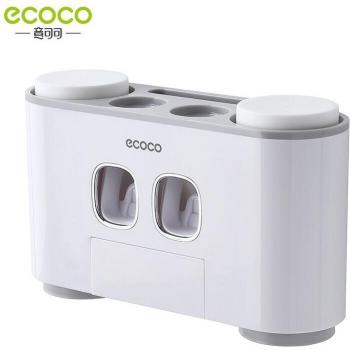 ECOCO Toothpaste Dispenser with 4-Cup Toothbrush Holder