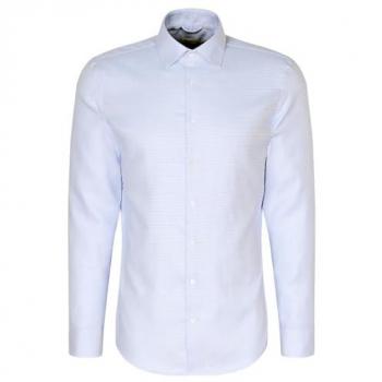 Slim Fit Business-Hemd mit Strukturmuster in Blau, Größe 41