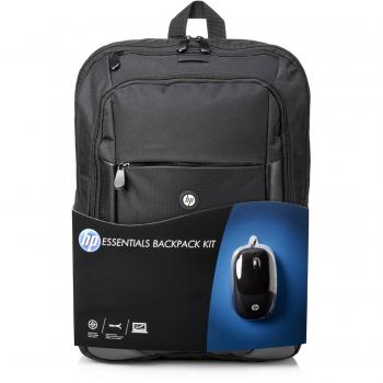 Black HP 16‑in Laptop Backpack featuring a Wired USB Mouse