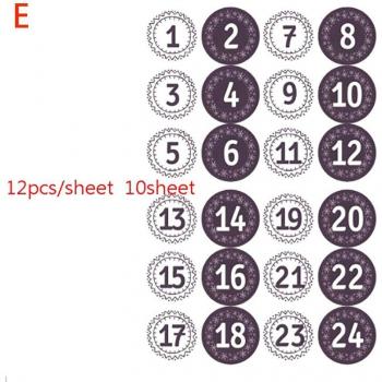 120pcs Adhesive Labels for Advent Calendar, Christmas Number Stickers