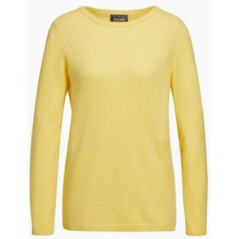 Goldner Kaschmir Kurzpullover – U‑Boot Ausschnitt, Gelb, 21