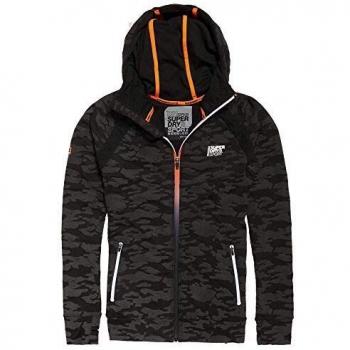 Superdry Active Zip Hood Pullover für Herren in Schwarz mit reflektivem Camouflage-Design