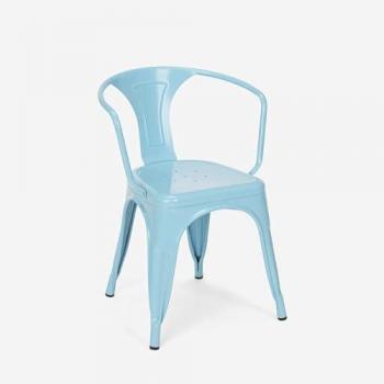 Sedia Industrial Azzurro con Braccioli in Acciaio – Ahd Amazing Home Design