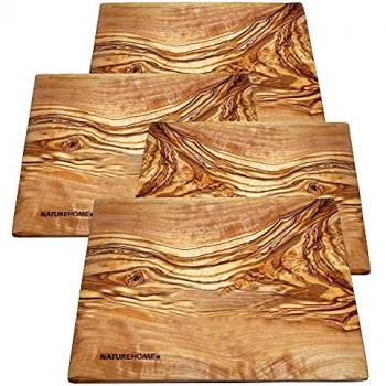 NATUREHOME Olivenholz-Kuchenteller-Set (handgemacht) – 25 x 15 cm