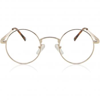 Gafas Masculinas Round Gold Metal Frame con Lentes Recetadas y Protección Antiglare – SmartBuy
