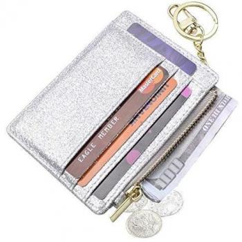 Ehsbuy Sparkling Silver Credit Card Holder Wallet for Women & Men