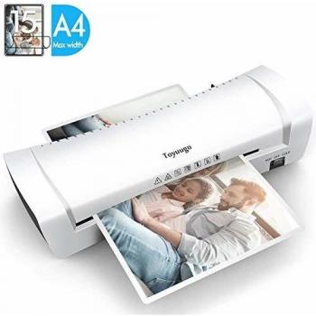 Toyuugo Thermal Laminator with Hot/Cold Selection, Quick Heating & No Air Bubbles for School/Office (Comes with 15 Lamination Pouches)
