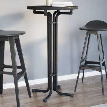 Mesa de comedor negra Ø 60x110 cm madera ingeniería y acero