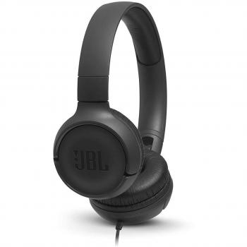 JBL T500 Lightweight On-Ear Headphones with 1-Button Remote (Black)