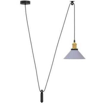 E27 Height‑Adjustable Metal Pendant – Gloss Grey, 22 cm Diameter