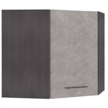 Eckhängeschrank KOCHSTATION KS-Tulsa, 60 cm breit, 1 Tür, schwarzer Metallgriff, hochwertige MDF Front betonfarben hell