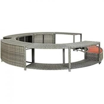 VidaXL Contorno per Spa in Polyrattan Grigio