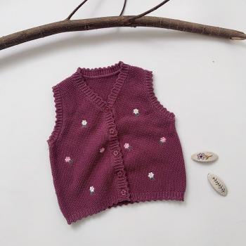 Manteau léger sans manches orné de motifs floraux pour tout-petits