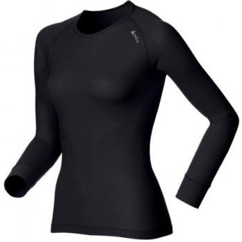 Camiseta Interior Odlo L/S Crew Neck Cubic para Mujer, Gris (Ebony Grey)