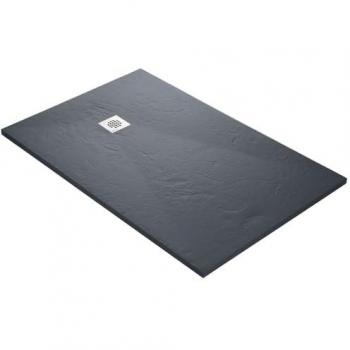 Gris Ardoise Receveur de Douche – Haute Densité, 120 × 80 cm, Grille Carrée Excentrée