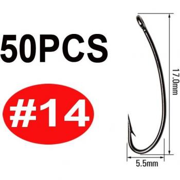Wifreo 50pcs Long Shank Fly Fishing Hooks