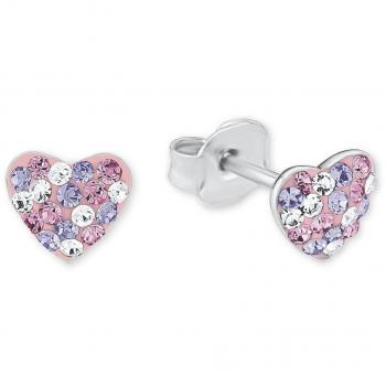 Prinzessin Lillifee Multicolor Herz Ohrstecker für Mädchen aus 925 Sterling Silber