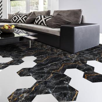 Vinilo Decorativo de Mármol Napoli con Pared Adhesiva y Pegatina Hexágono