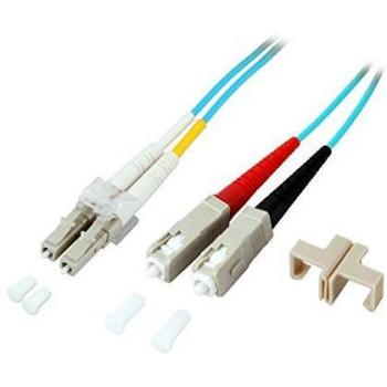 15m Aqua Duplex LC-SC Fiber Jumper, 50/125µ, OM3