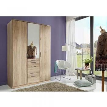 Armoire PEGANE « Miroir‑Chêne » – 3 Portes, San Remo