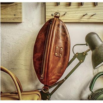Rugby-Shape Leather Bag DIY Pattern for Women