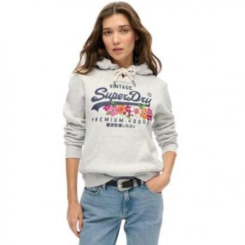 M Size Superdry Vintage Grey Floral Sweatshirt