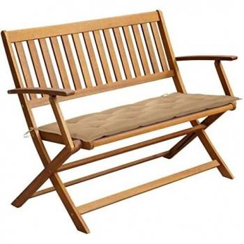 Panca da Giardino 120 cm in Legno Massello di Acacia con Cuscino