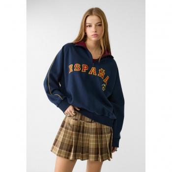 Felpa con zip oversize Azzurro mare M