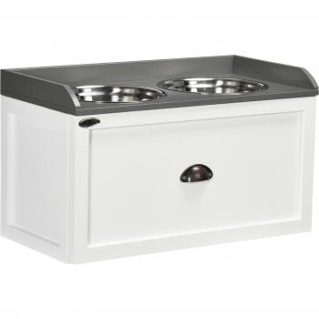 PawHut Elevated Dog Bowl Set with Drawer Storage for Large Pets