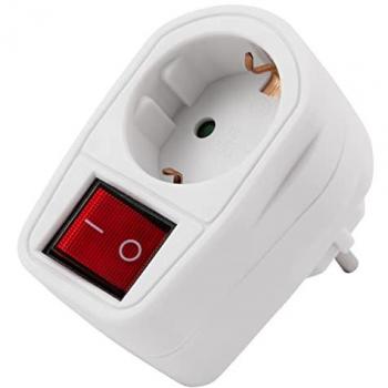 Steckdosenadapter 2-polig mit Schalter, weiß, 230V/3500W