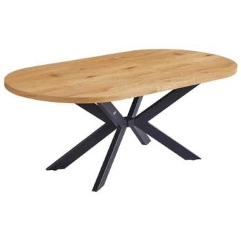 Set de Comedor Oval Extensible con Base Estrella – 160x100 cm, Roble Claro
