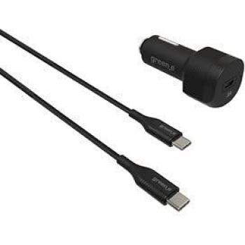 Greene 18W USB-C Auto-Ladegerät mit 1,3 m Kabel, Schwarz