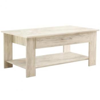 Tavolino Basso Magic in Legno Truciolare con 2 Ripiani e Cassetto Porta Oggetti