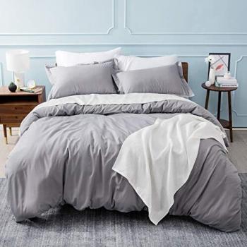 Copripiumone Una Piazza e Mezza 200x200 – Copripiumino Microfibra Grigia