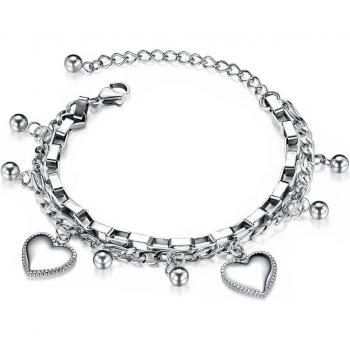 Joyería B19151: Pulsera Doble Capa con Bola de Corazón