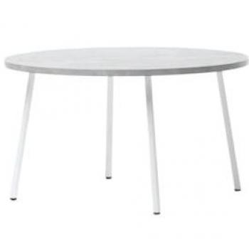 Mesa de Centro Fija de Madera Blanca 70x40 cm con Efecto Mármol y Patas Blancas