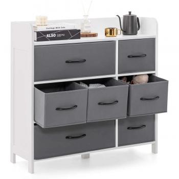 Costway White Fabric Dresser with 2 Large Bins