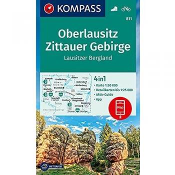 KOMPASS Wanderkarte Oberlausitz, Zittauer Gebirge, Lausitzer Bergland: 4in1 Wanderkarte 1:50000 mit Aktiv Guide und Detailkarten inklusive Karte zur ...